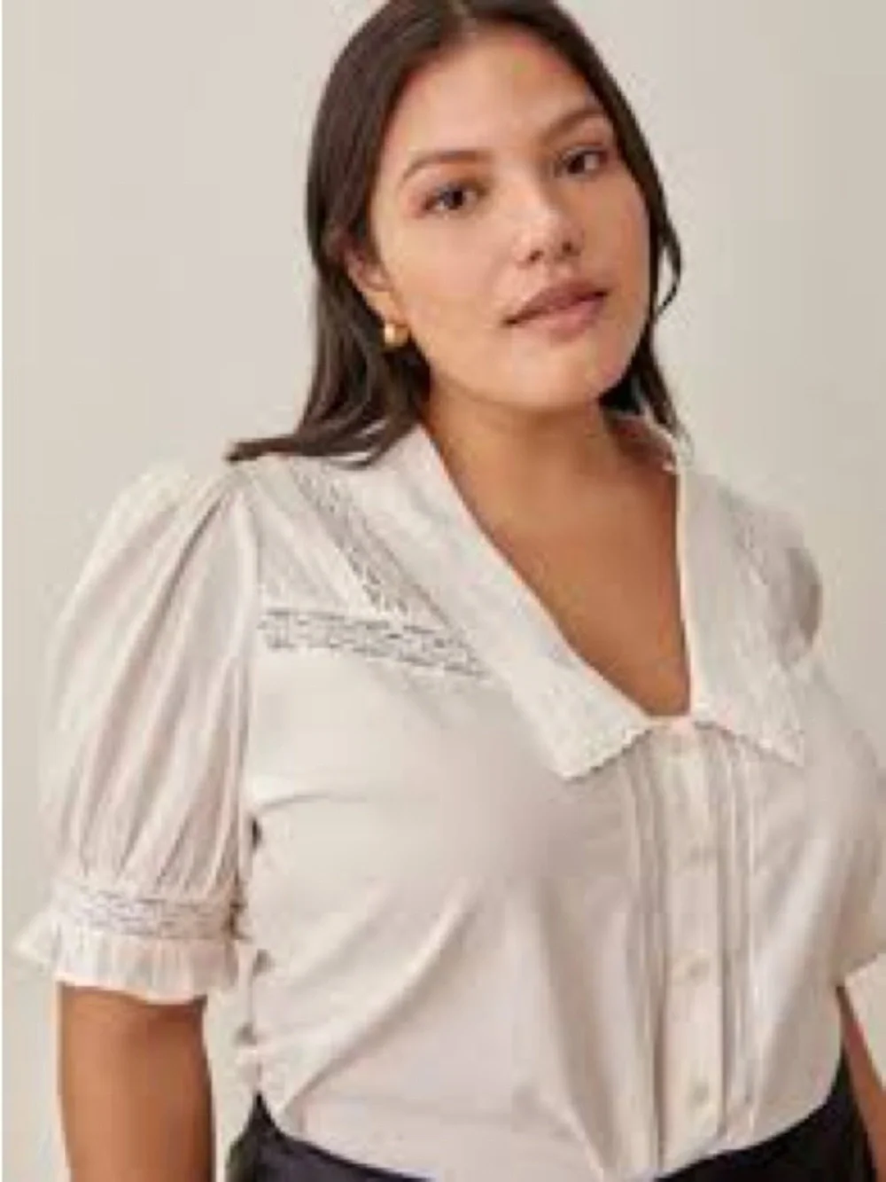 Reformation Women's Cream Lace-Trim Button Front Top - Hara